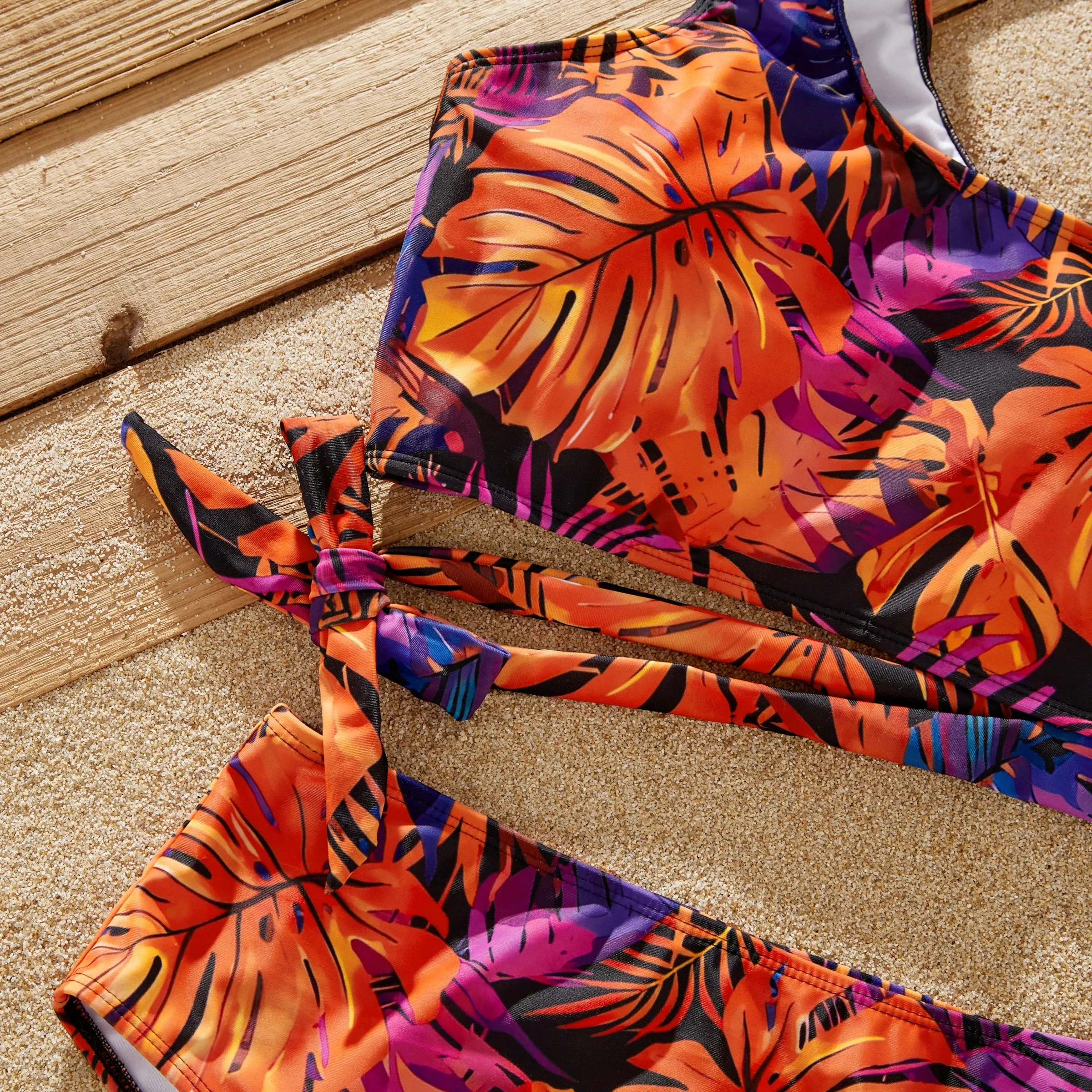 Matching Family Swimwear: Floral Drawstring Trunks or Bandeau Bikini Top