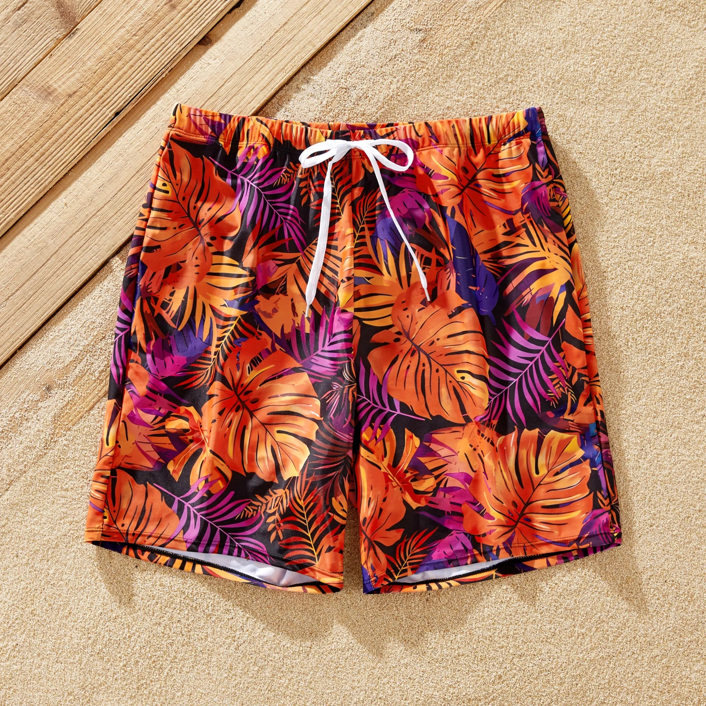 Matching Family Swimwear: Floral Drawstring Trunks or Bandeau Bikini Top