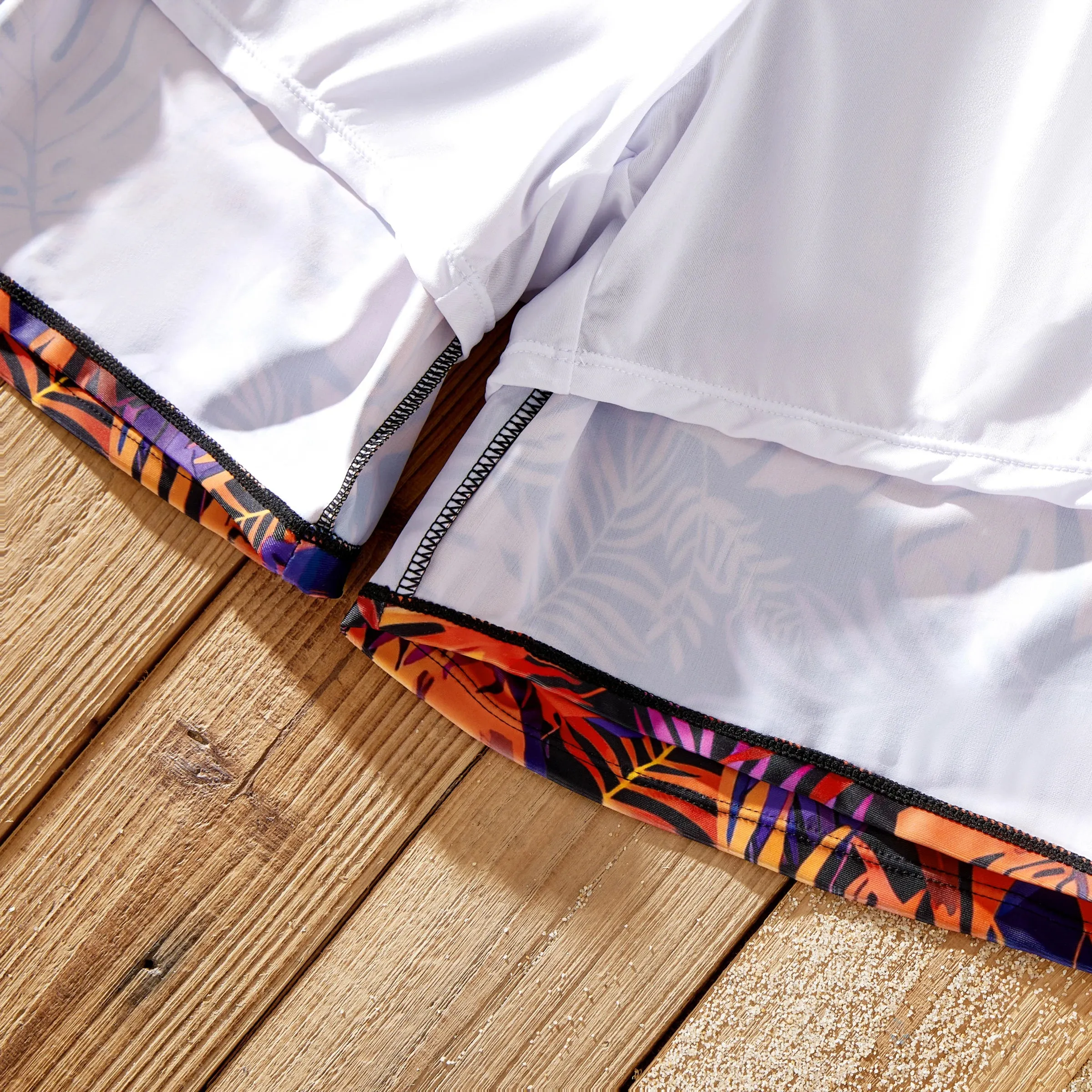 Matching Family Swimwear: Floral Drawstring Trunks or Bandeau Bikini Top