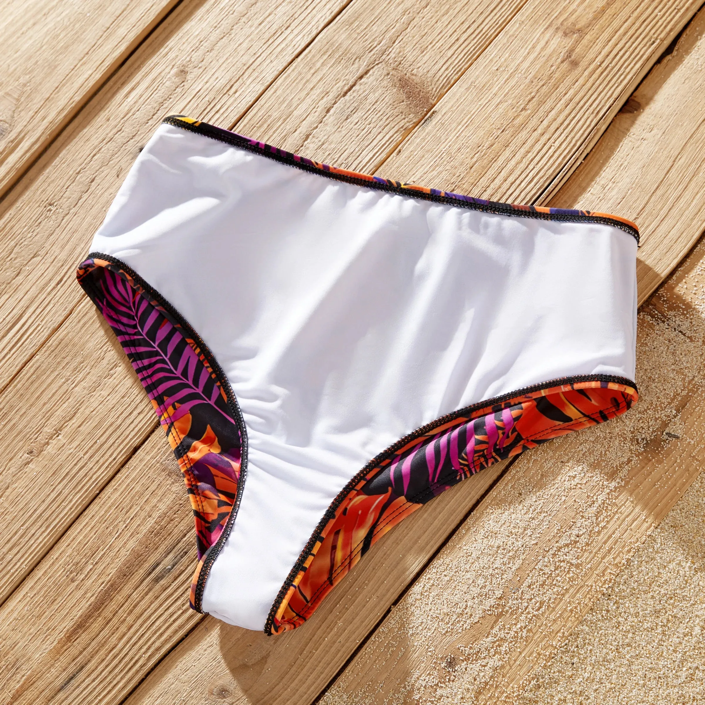 Matching Family Swimwear: Floral Drawstring Trunks or Bandeau Bikini Top