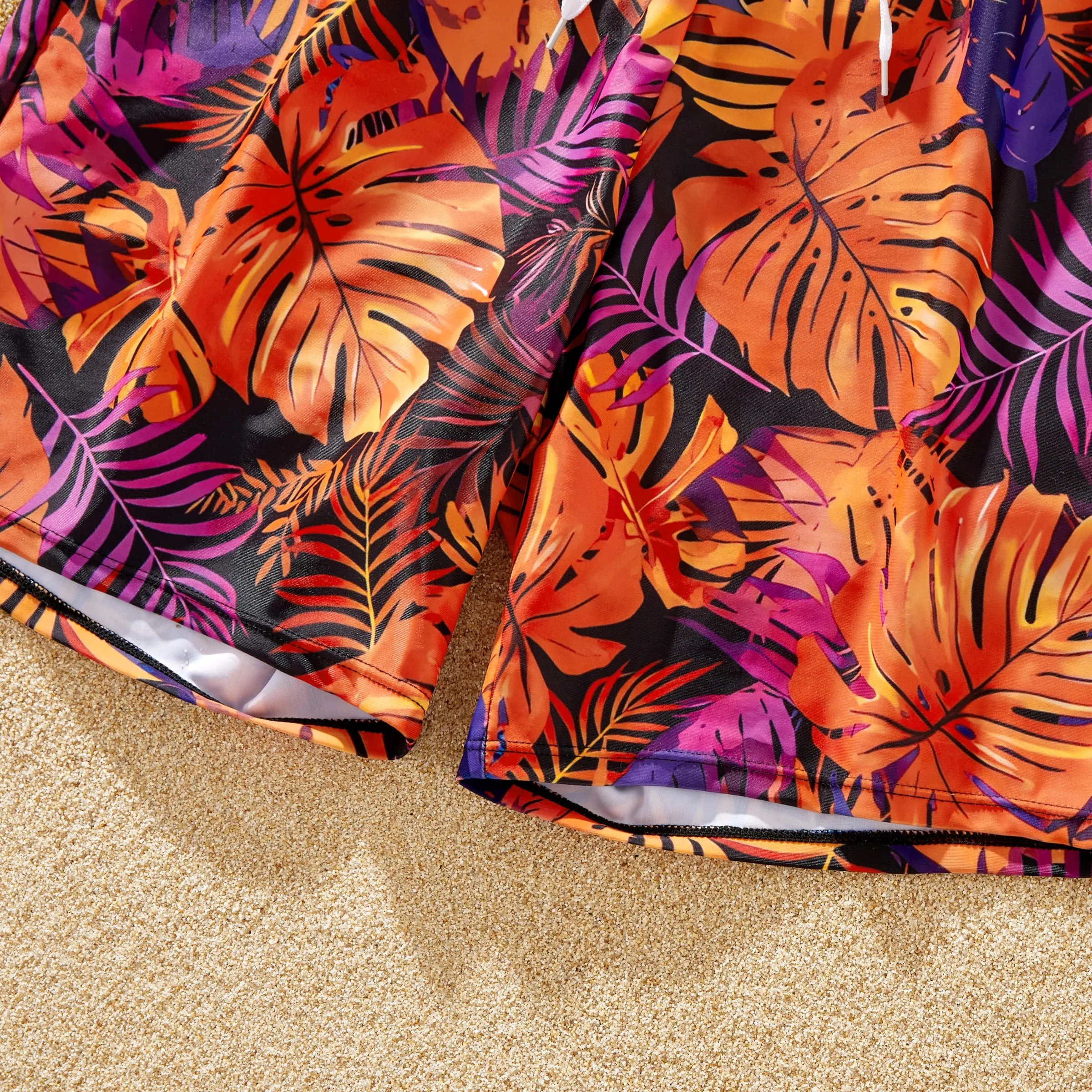 Matching Family Swimwear: Floral Drawstring Trunks or Bandeau Bikini Top