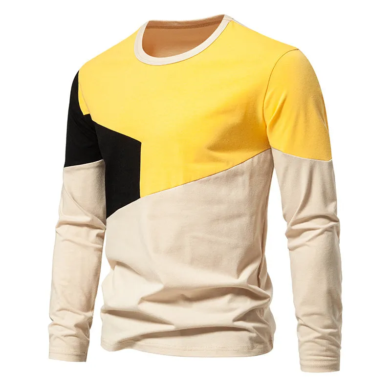 Men Crewneck Bicolor Long Sleeves T-Shirt