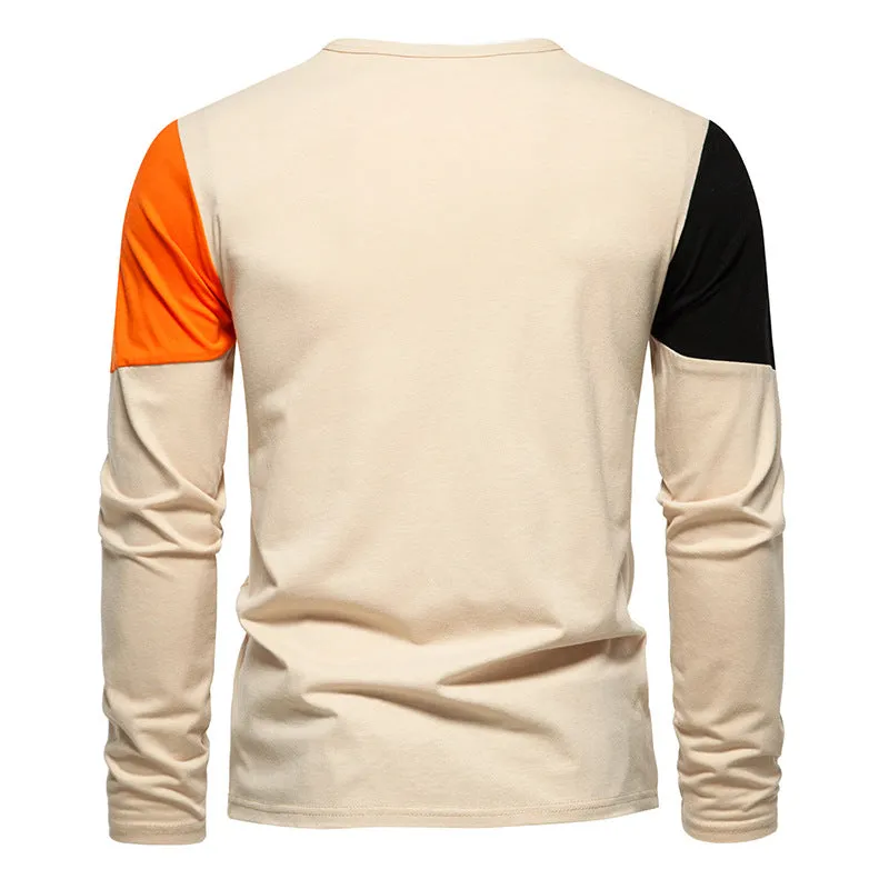 Men Crewneck Bicolor Long Sleeves T-Shirt