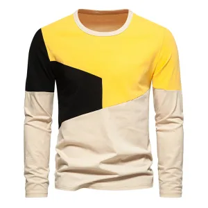 Men Crewneck Bicolor Long Sleeves T-Shirt