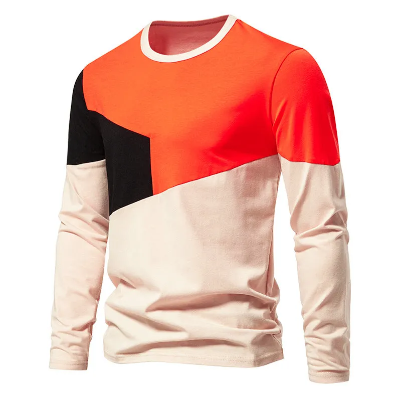Men Crewneck Bicolor Long Sleeves T-Shirt