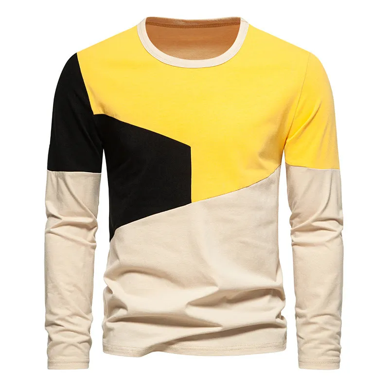 Men Crewneck Bicolor Long Sleeves T-Shirt