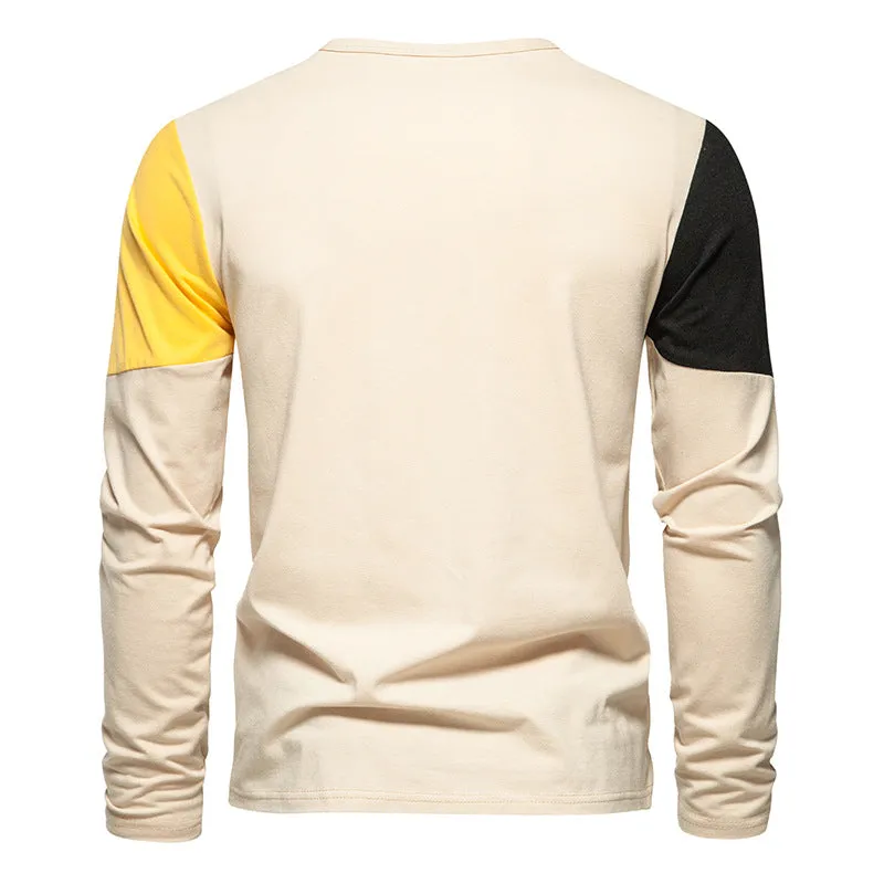 Men Crewneck Bicolor Long Sleeves T-Shirt