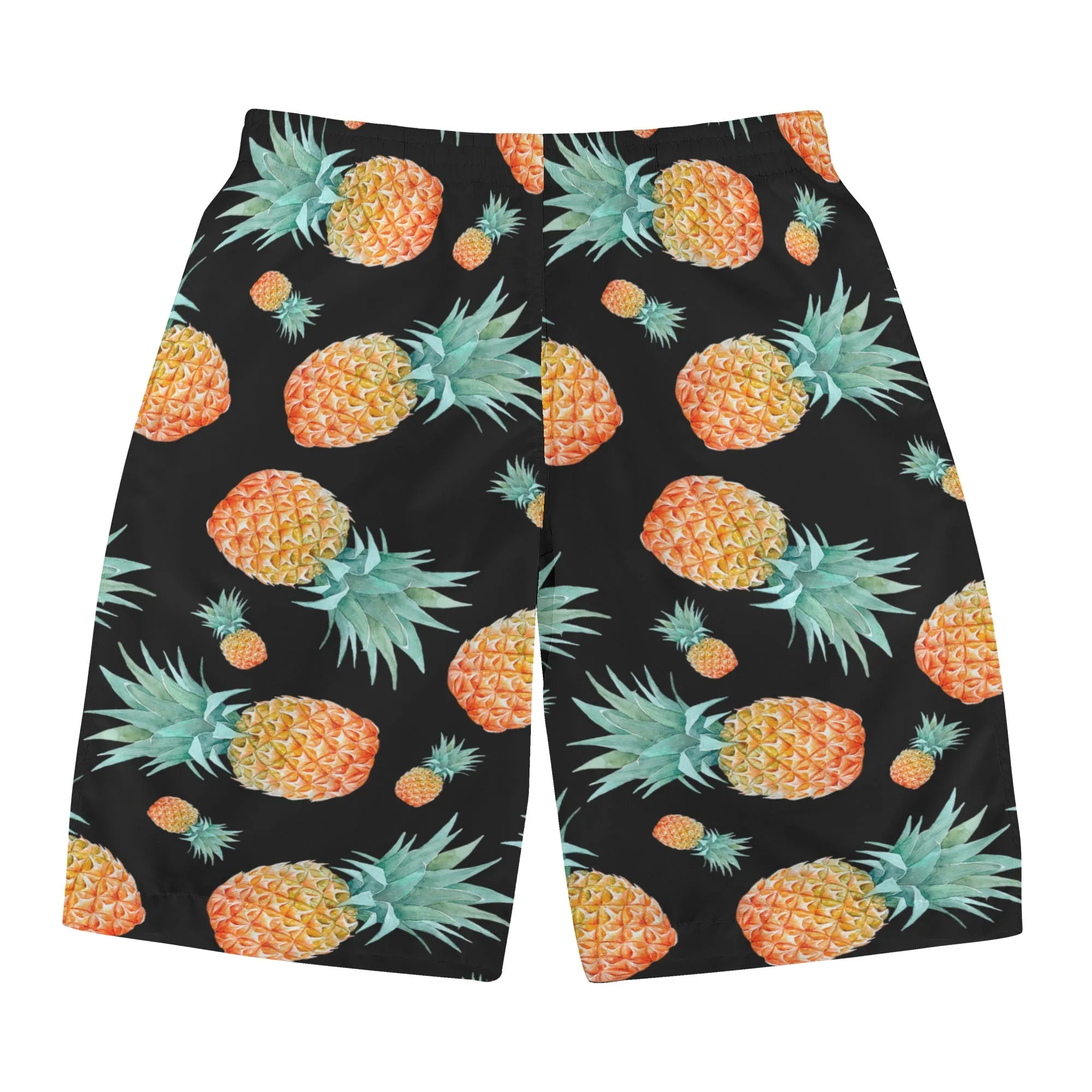 Men's Black Pinapple Pattern Graphic Board Shorts