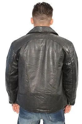 MEN'S CLASSIC TERMINATOR STYLE LEATHER JACKET W/DIAGONAL ZIP GREAT PRICE