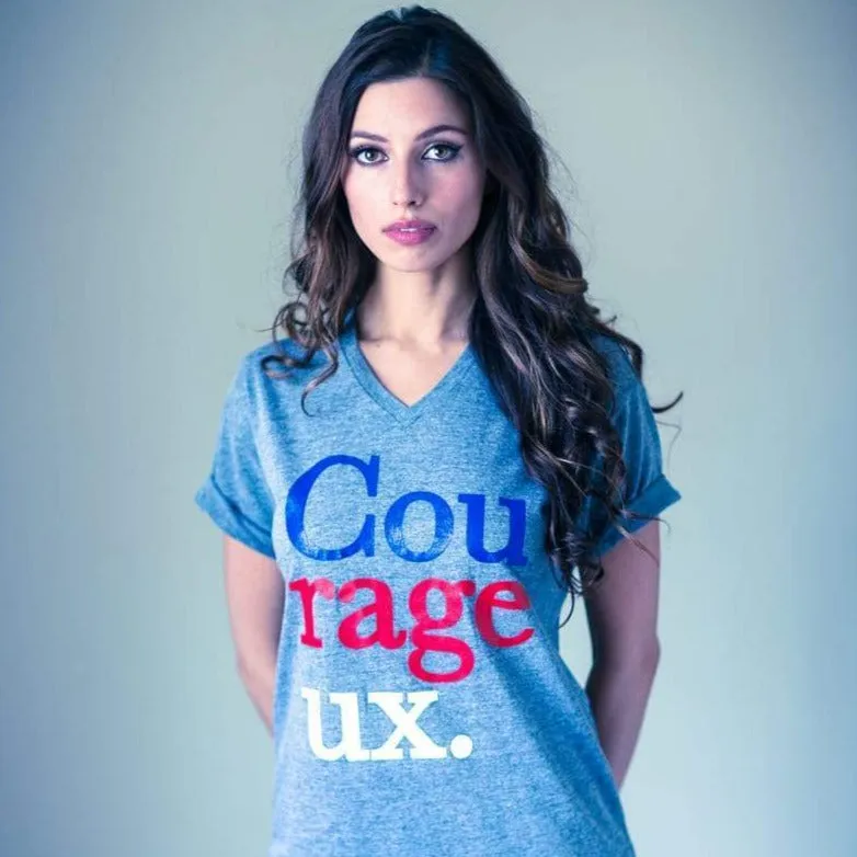 Men's - Cou-rage-eux Grey V-Neck T-Shirt