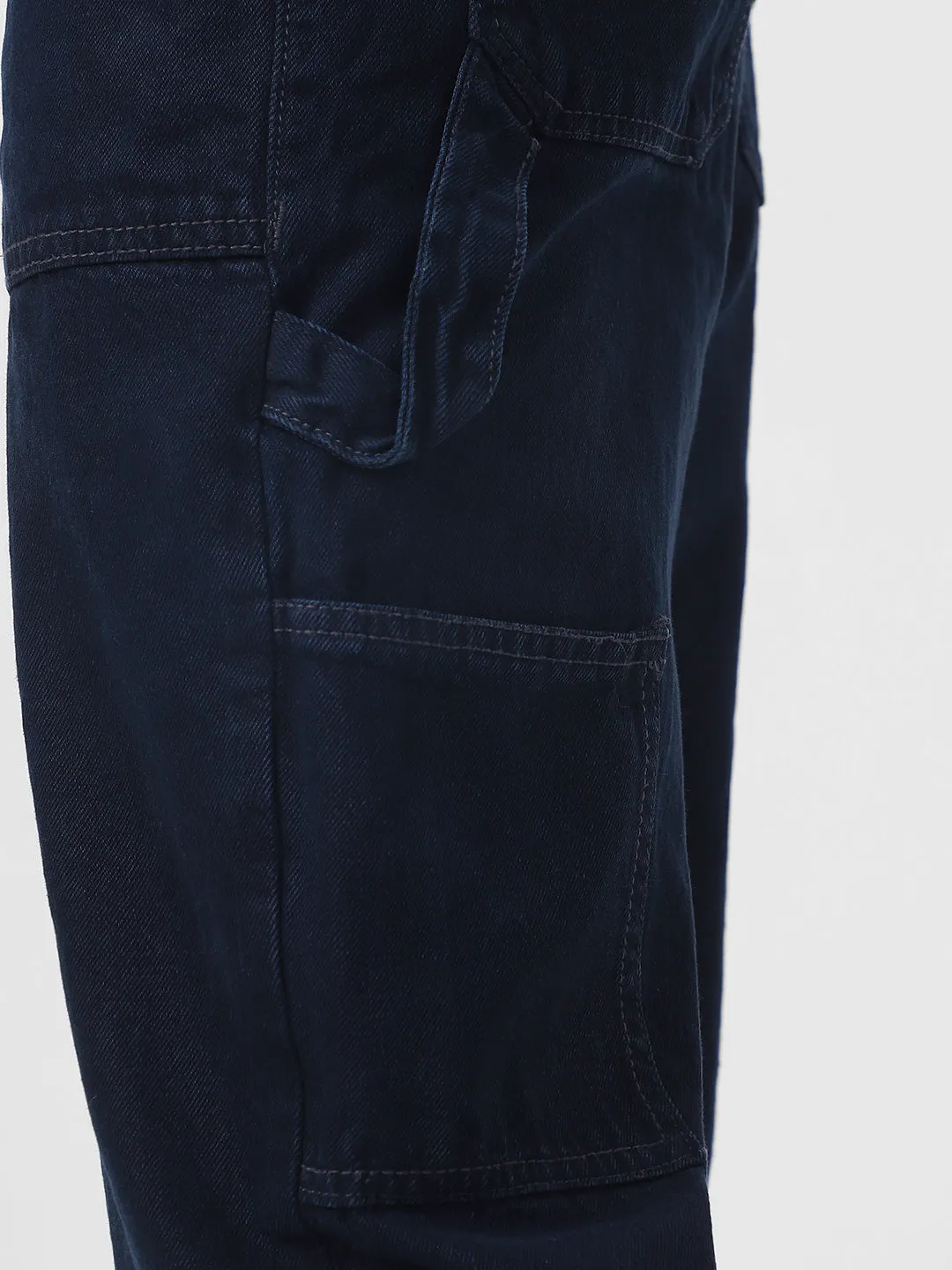 Men's Dark Grey Loose Fit Cargo Carpenter Jeans With 6 Pockets Non-Stretchable