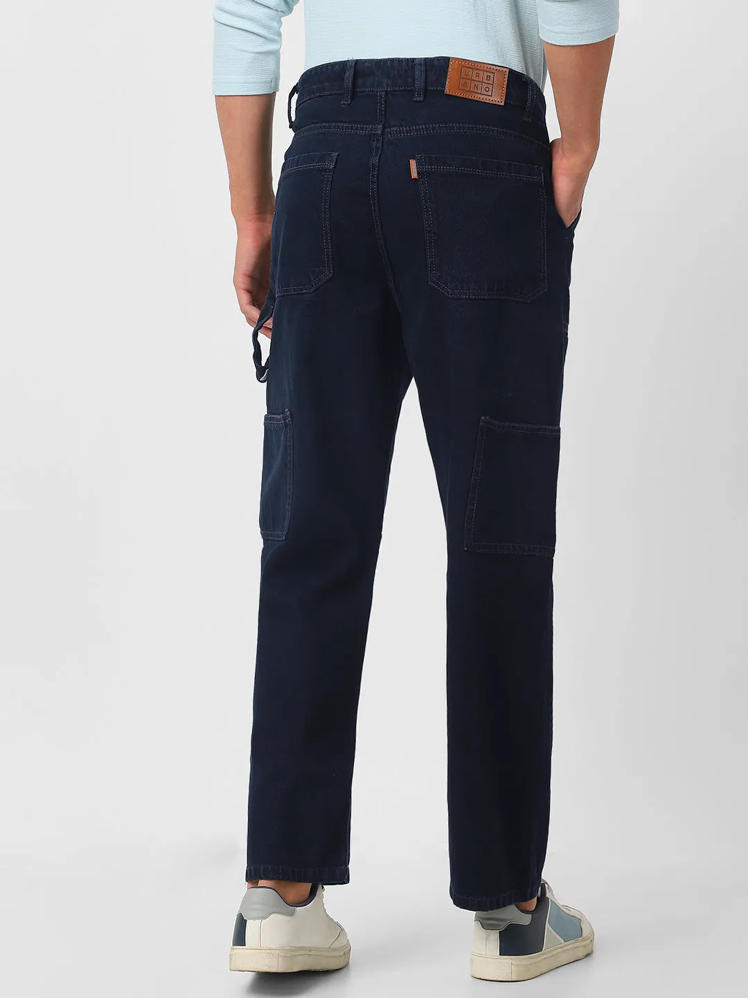 Men's Dark Grey Loose Fit Cargo Carpenter Jeans With 6 Pockets Non-Stretchable