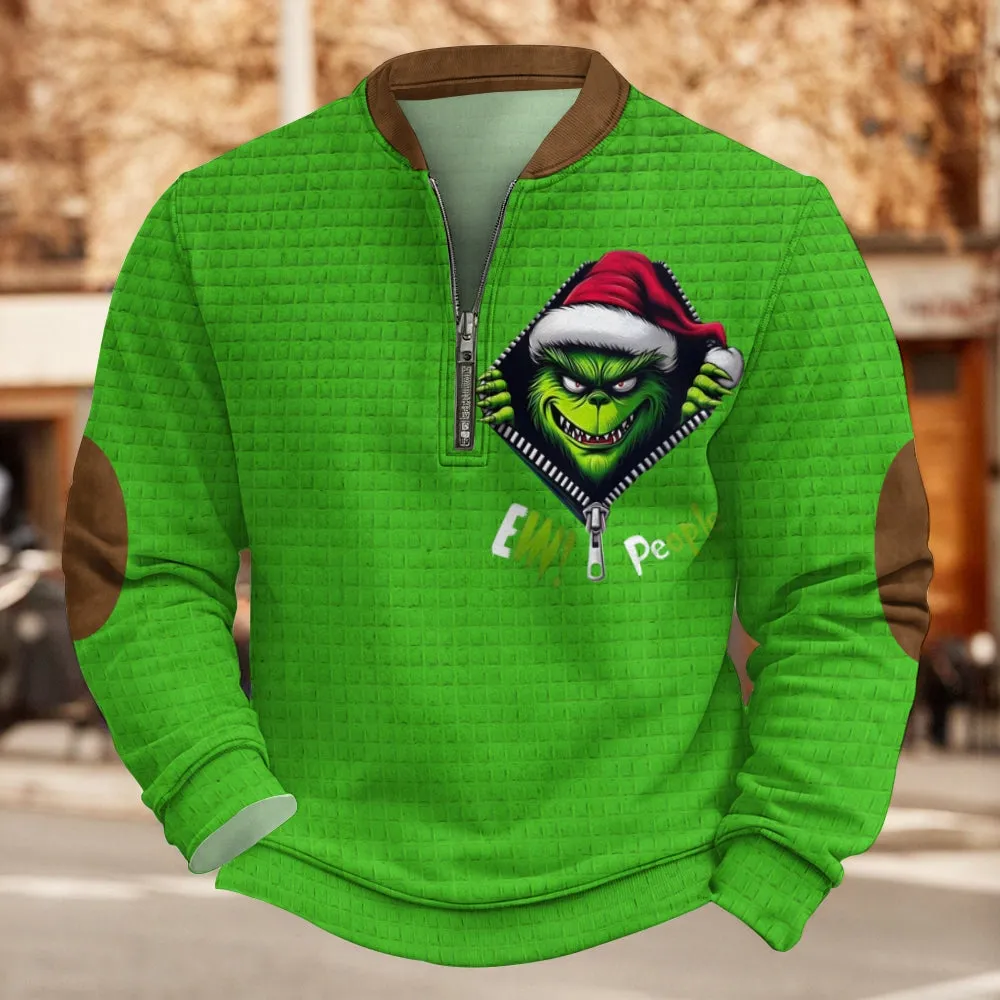 Men's Green Checkered Christmas Sweatshirt