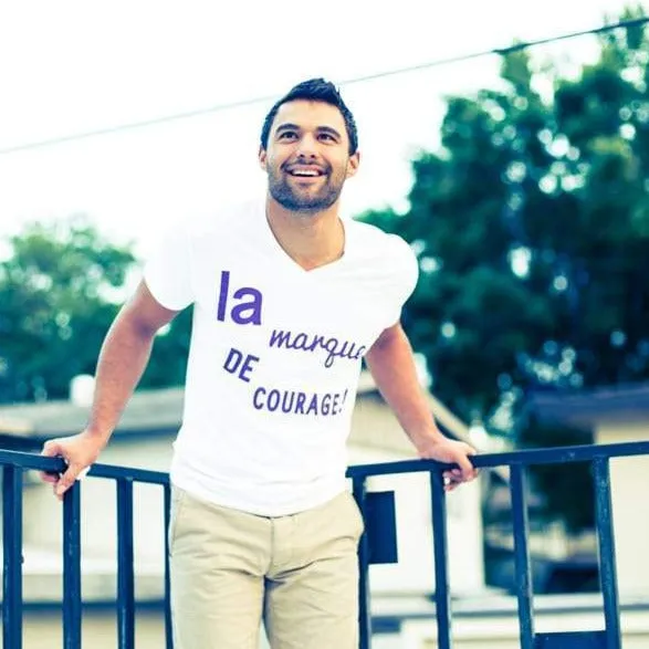 Men's - La Marque de Courage White V-Neck T-Shirt