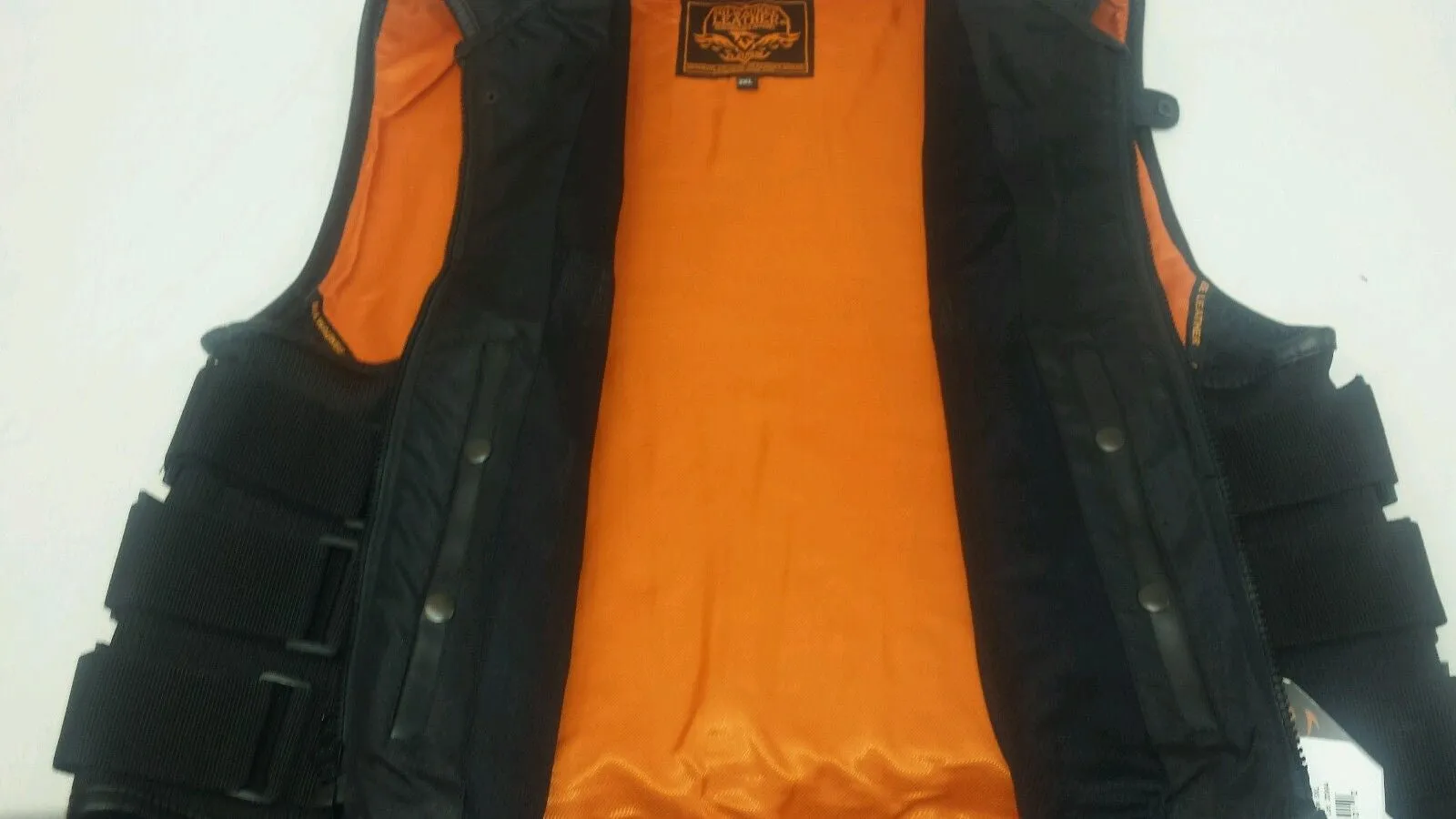 Men's Motorcycle Biker Updated Swat team style leather vest W/2 Gun pockets