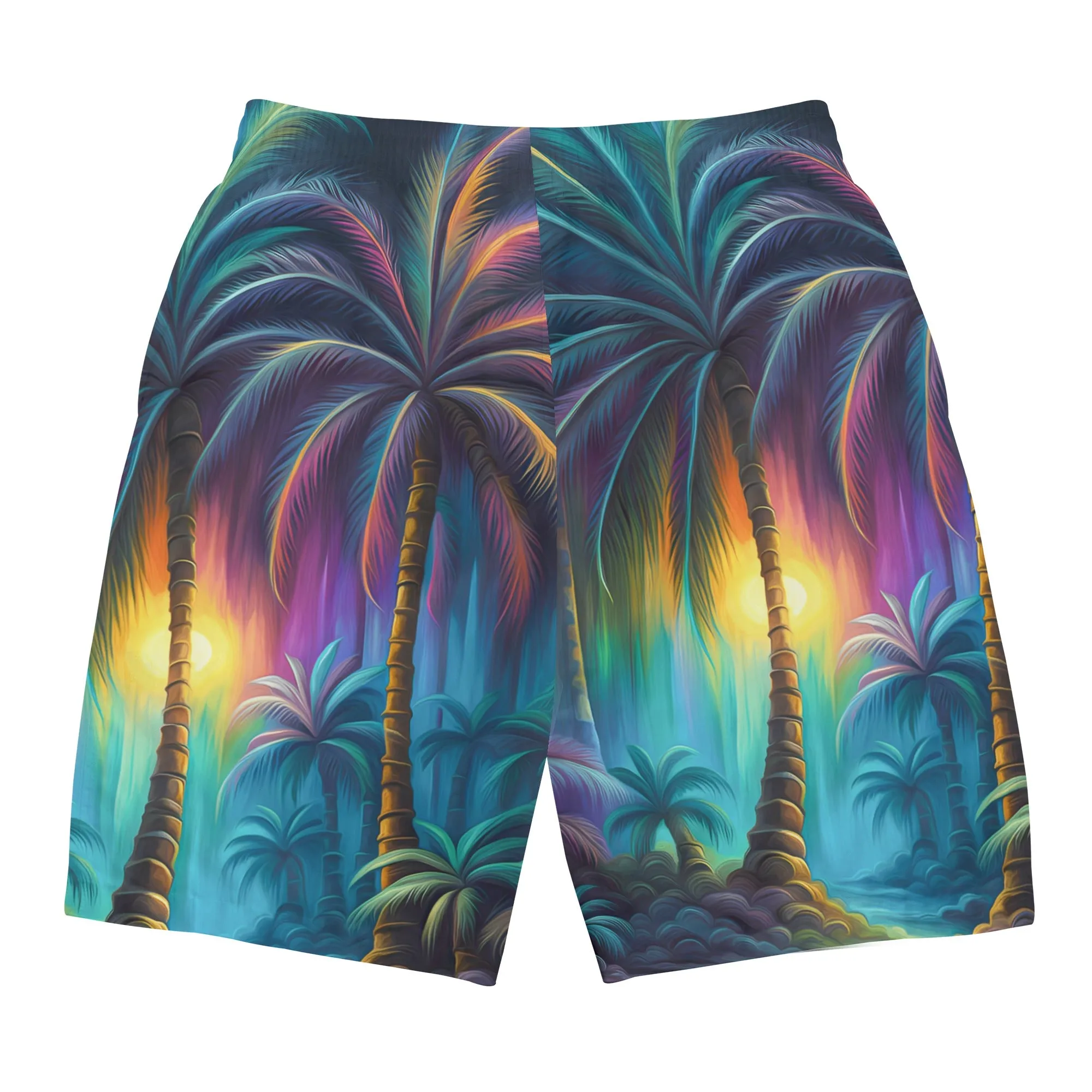 Men's Multicolored Palm Trees Graphic Board Shorts