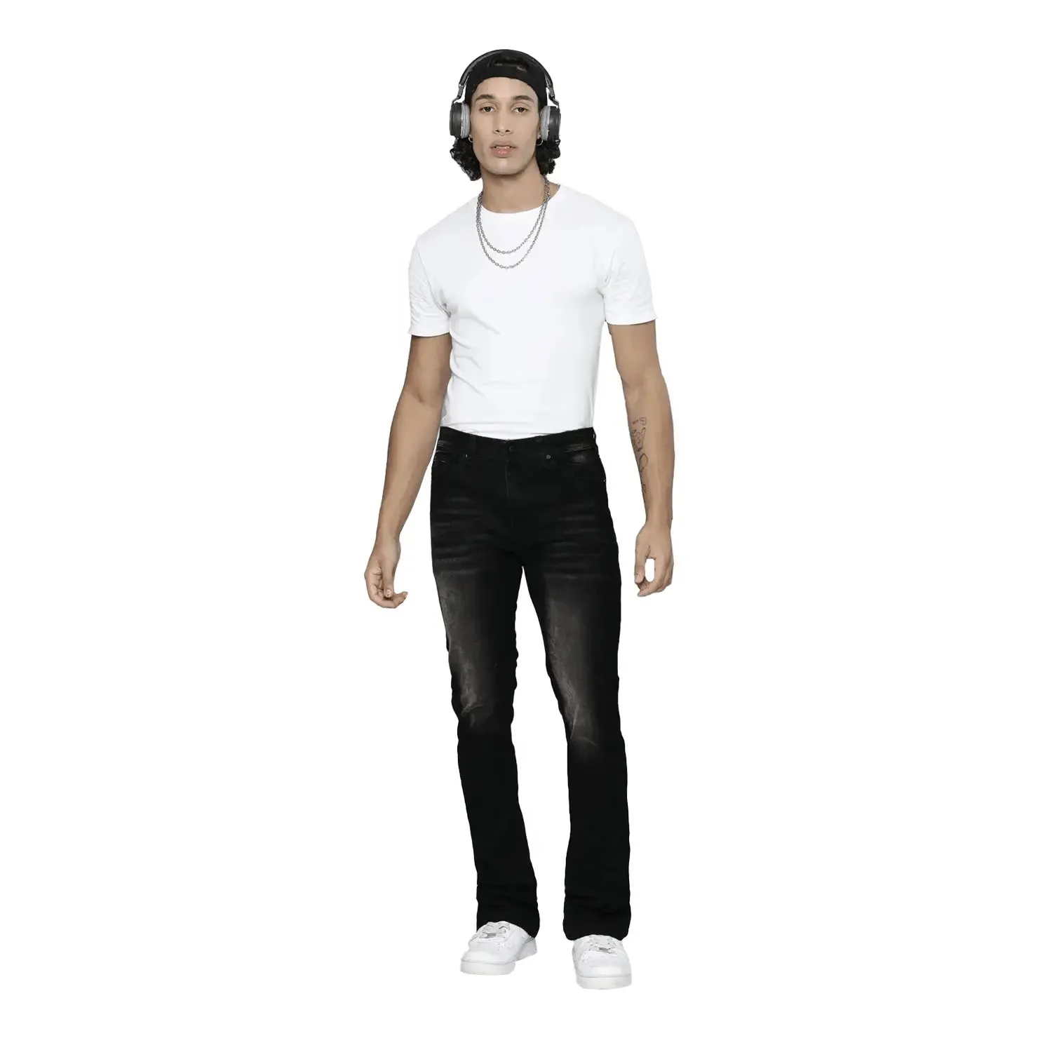 Men's Stacked Fit Jeans Pant With Stitched Hem