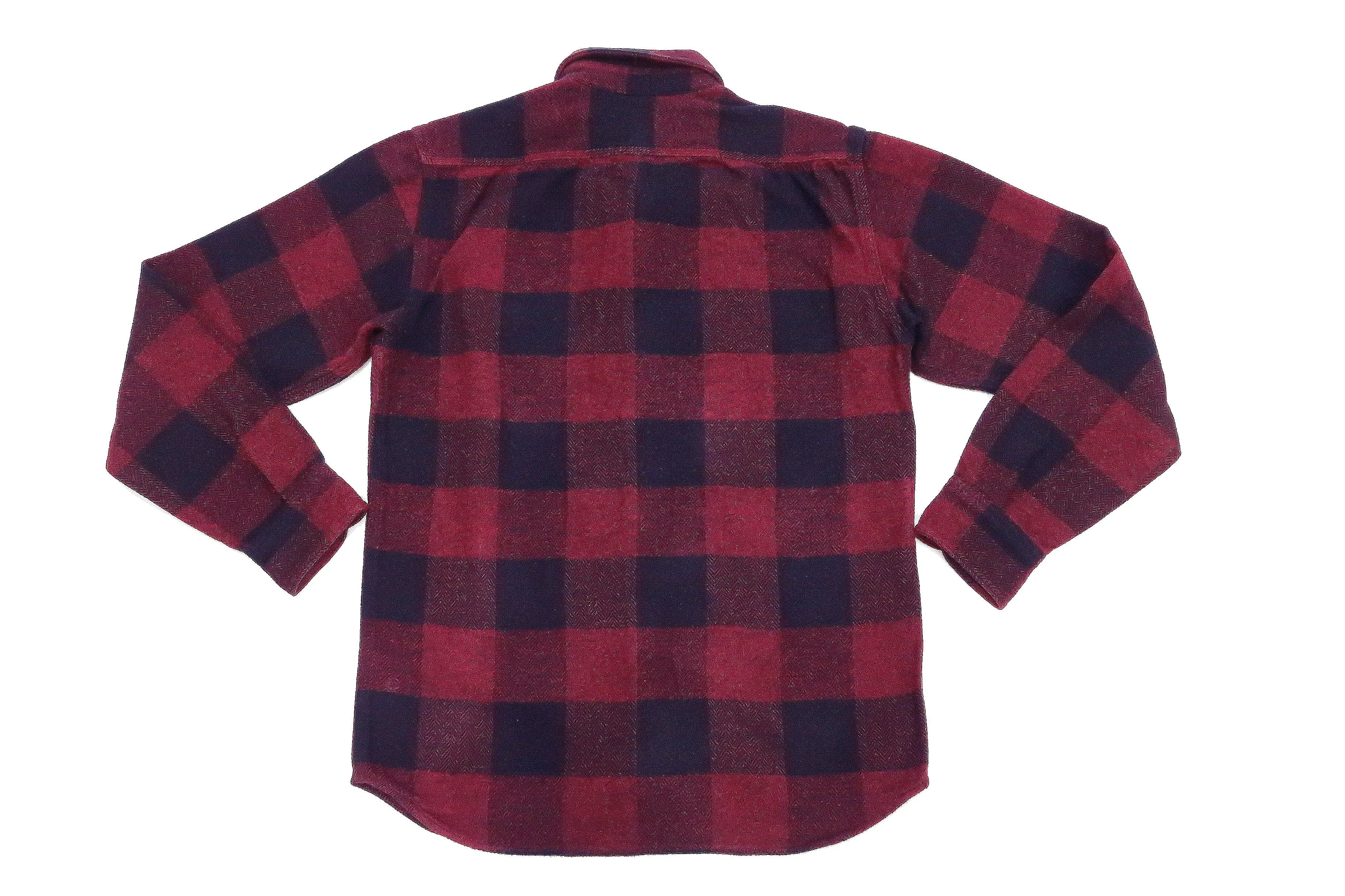 Momotaro Jeans Flannel Shirt Men's Herringbone Twill Buffalo Plaid Long Sleeve Work Shirt MLS1020M23 Red/Black