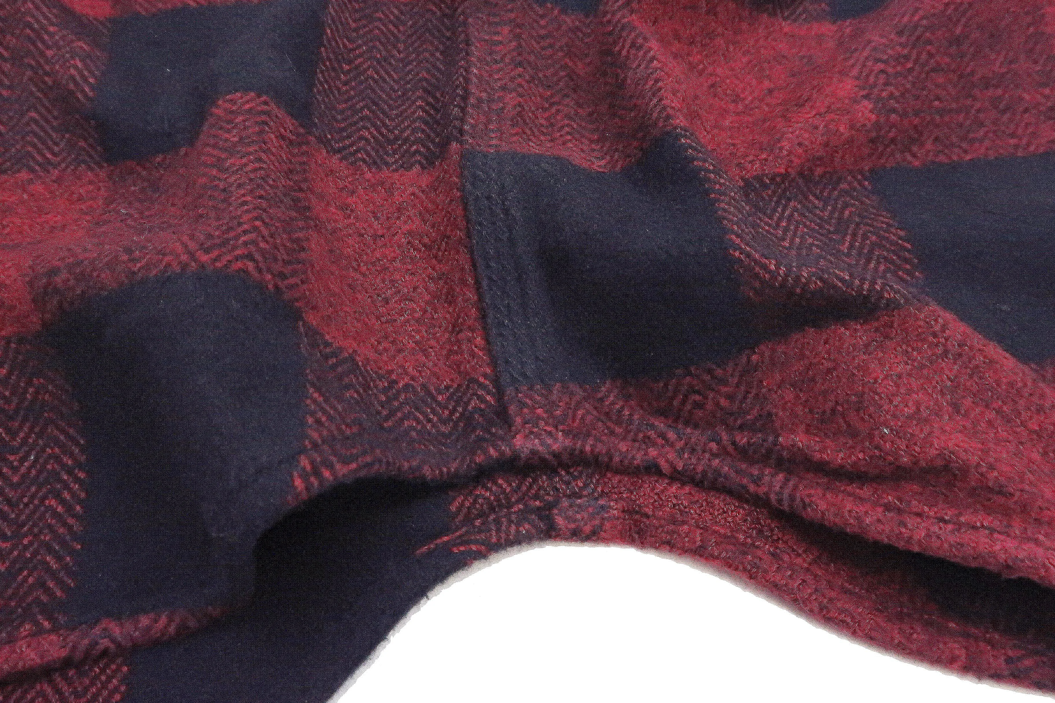 Momotaro Jeans Flannel Shirt Men's Herringbone Twill Buffalo Plaid Long Sleeve Work Shirt MLS1020M23 Red/Black