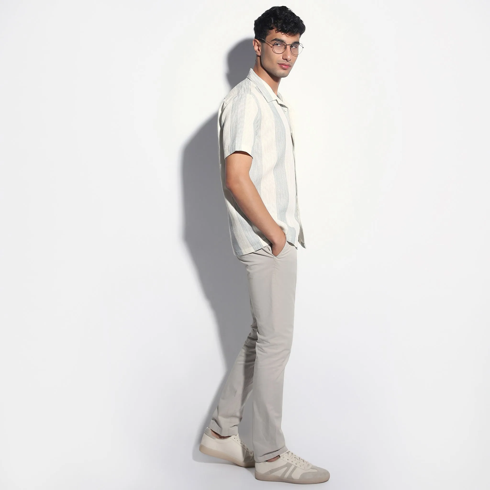 Mood Shirtᵉˣ Camp Collar Half Sleeve Striped Relaxed Fit