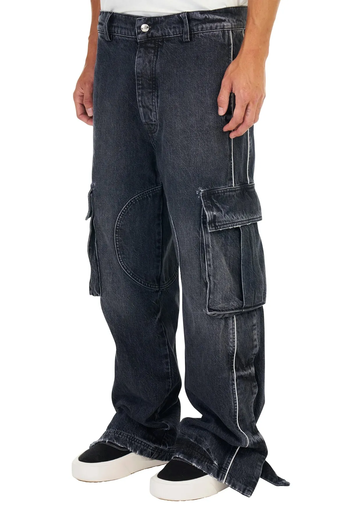 NAHMIAS | DENIM TRACK LOGO CARGO JEANS