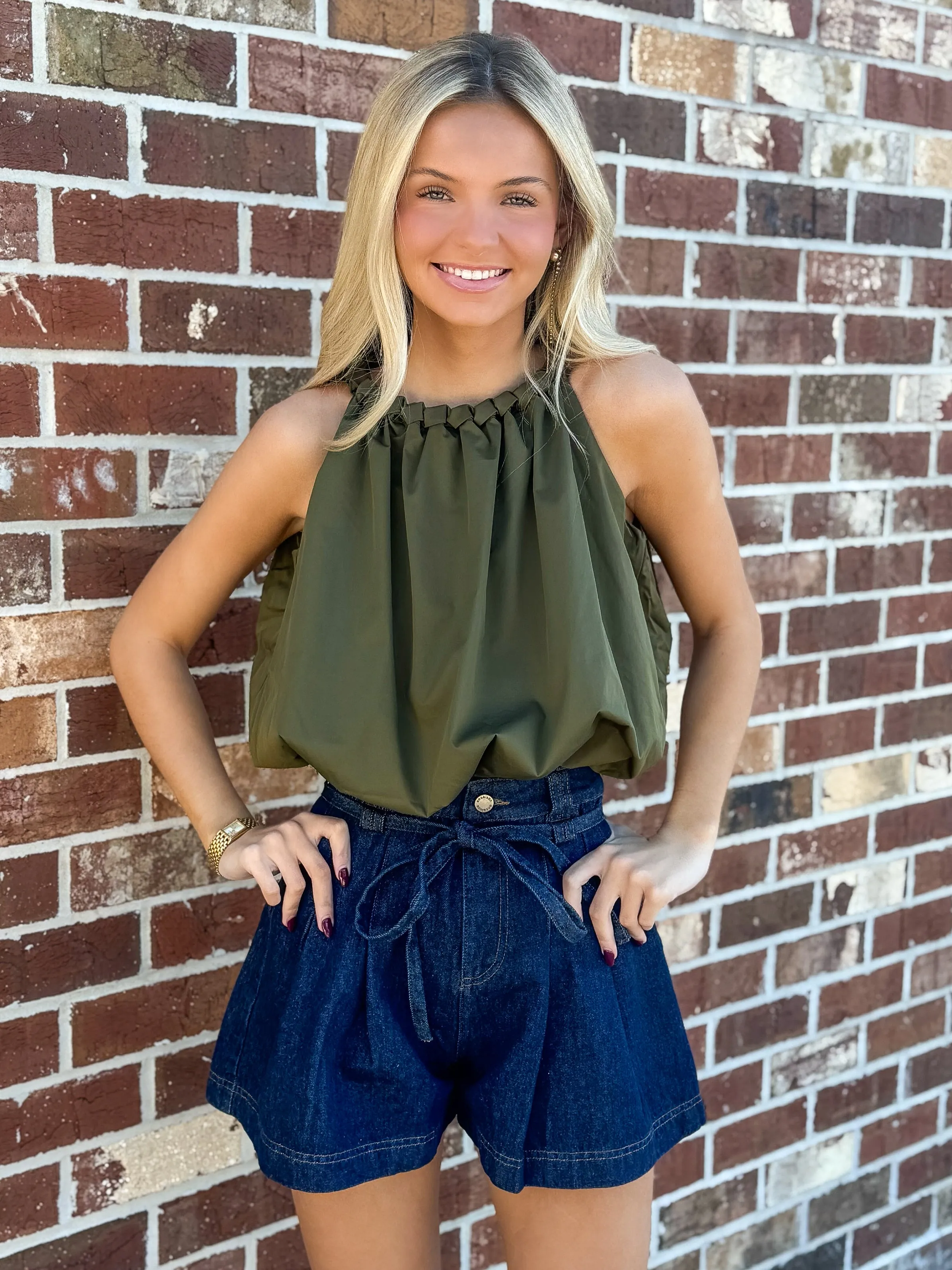 Nicola Pleated Short (Denim)