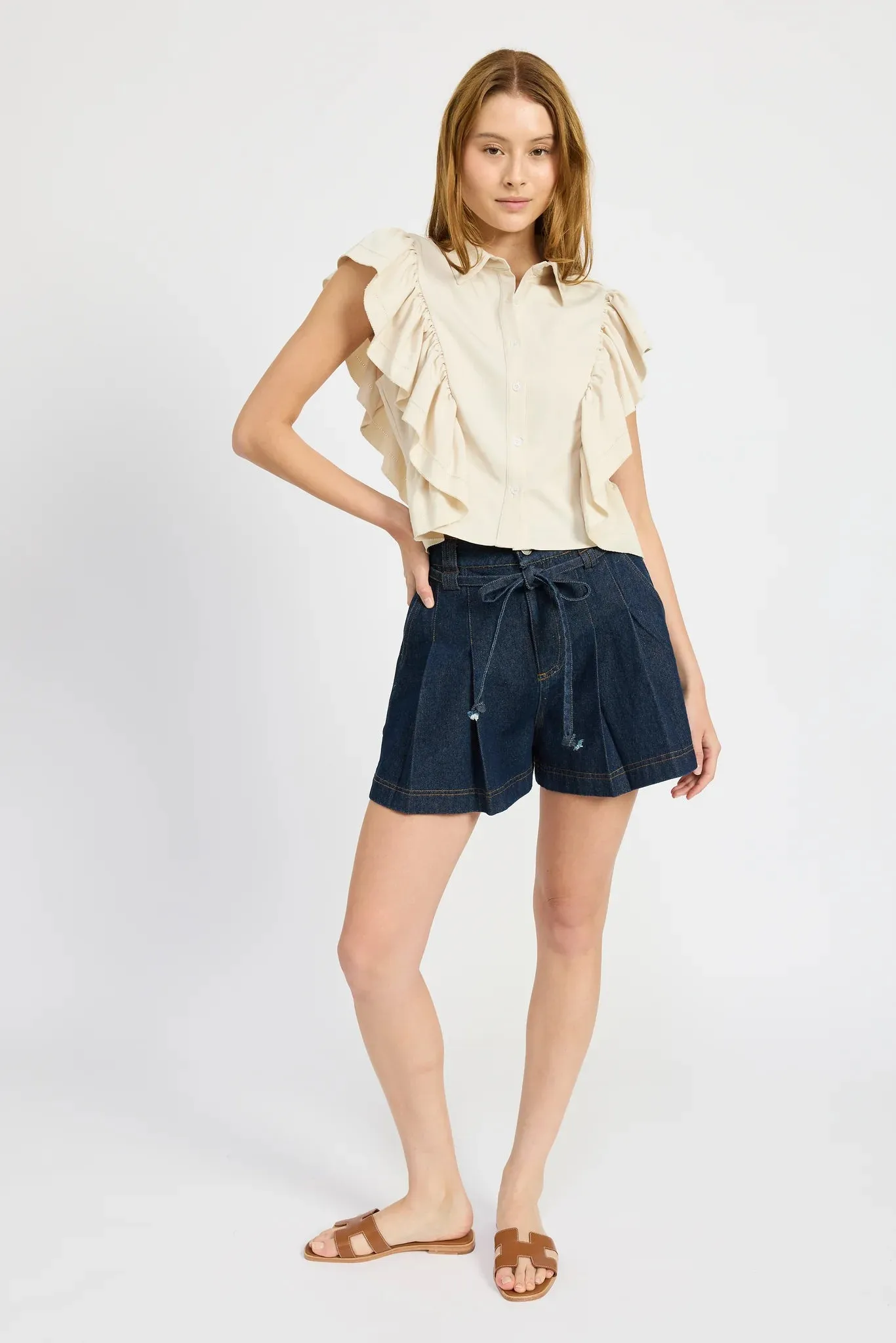 Nicola Pleated Short (Denim)