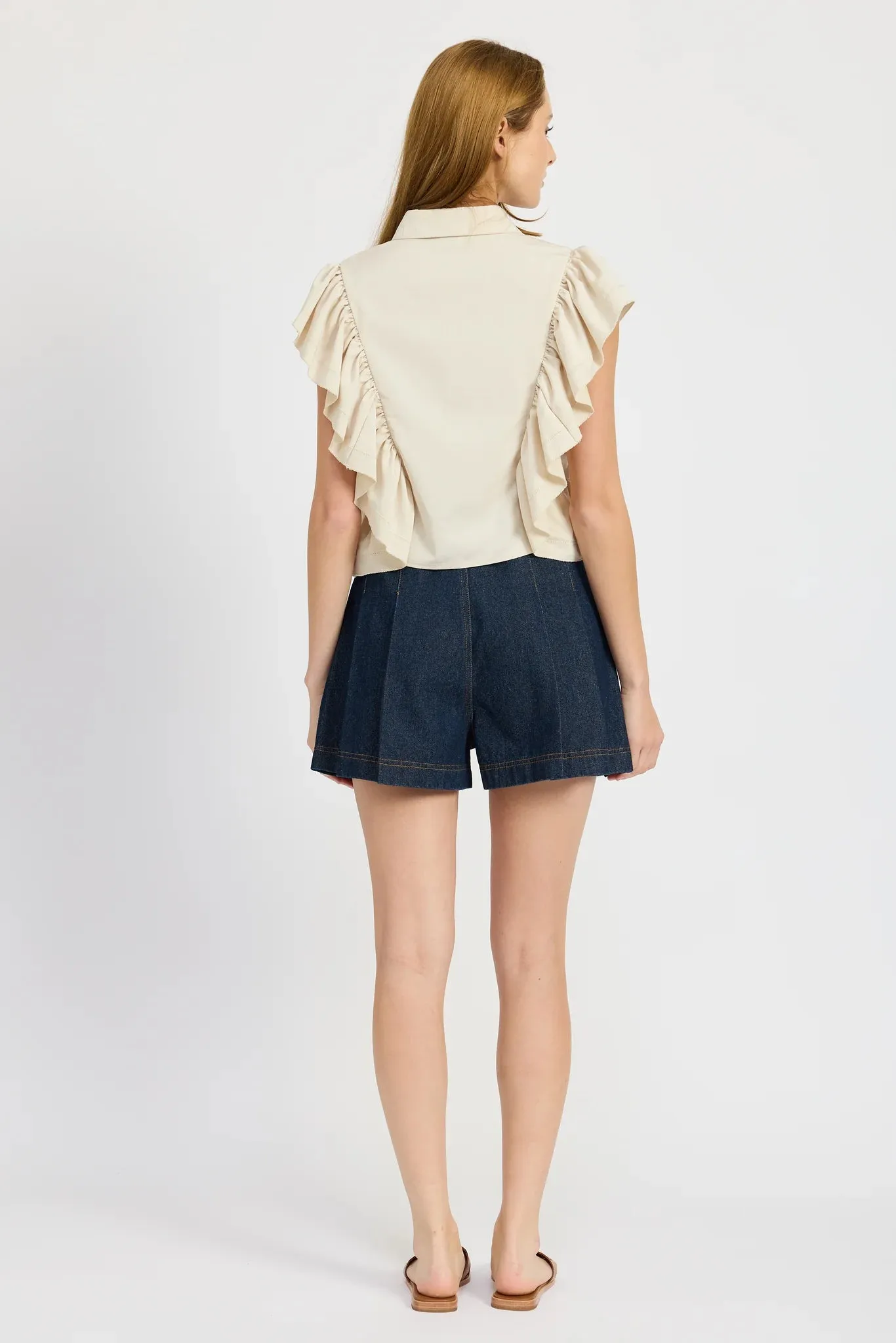 Nicola Pleated Short (Denim)