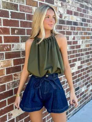 Nicola Pleated Short (Denim)