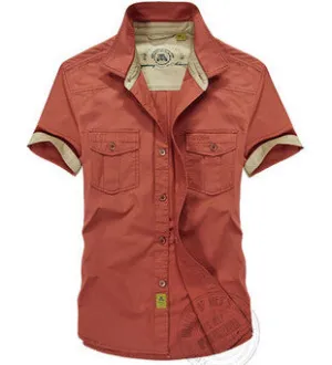 Original AFS Jeep Mens shirts Short sleeve Top 100% cotton Plus Size Loose men's shirt Summer Style Military
