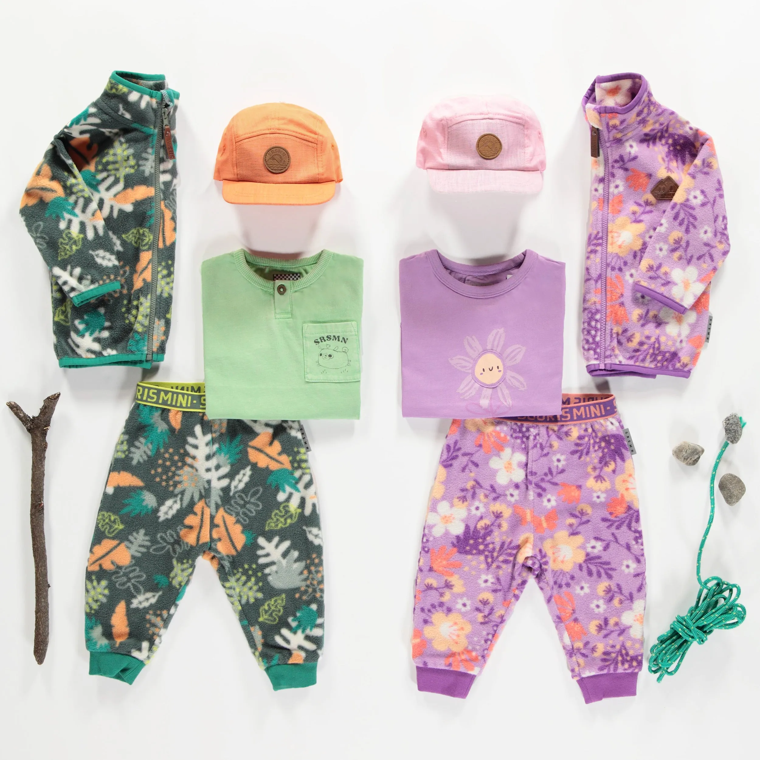 Pantalon de polar fleuri, bébé || Floral purple fleece pant, baby