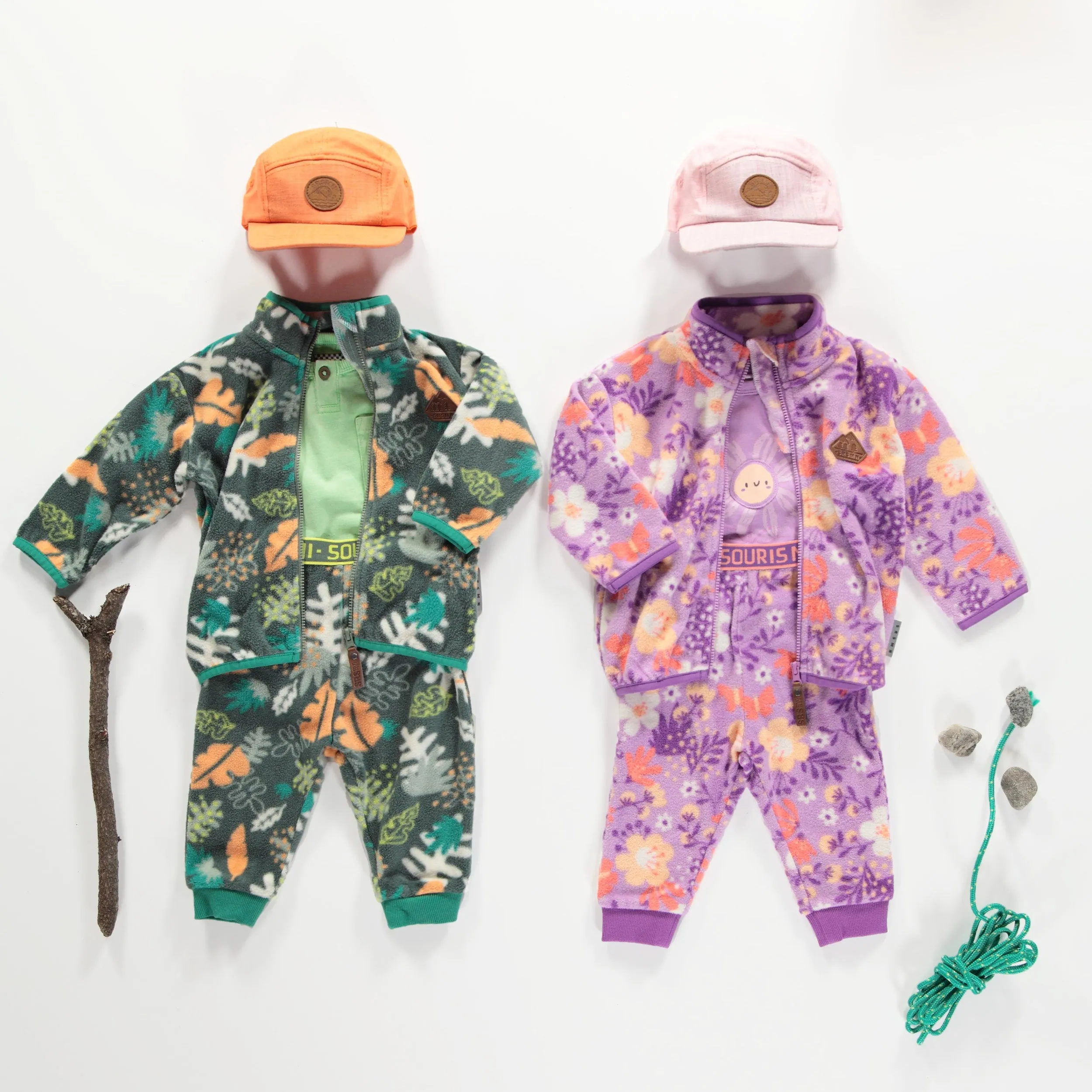 Pantalon de polar fleuri, bébé || Floral purple fleece pant, baby
