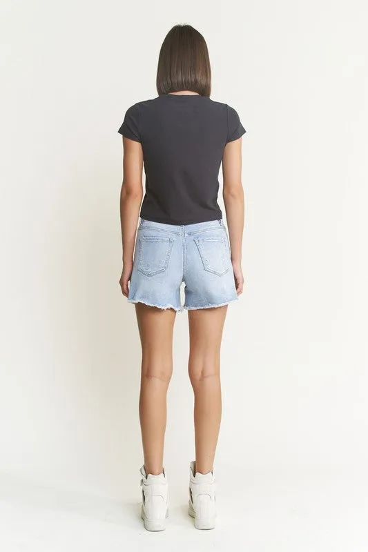 Pearl Super High Rise Denim Fray Short
