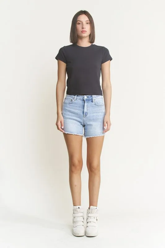 Pearl Super High Rise Denim Fray Short