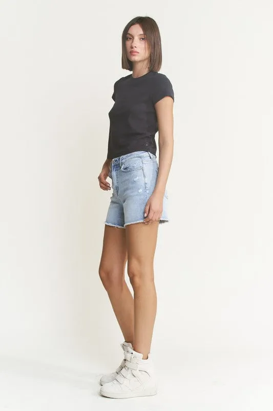 Pearl Super High Rise Denim Fray Short