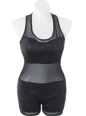 Plus Size Bodycon Floral Black Romper