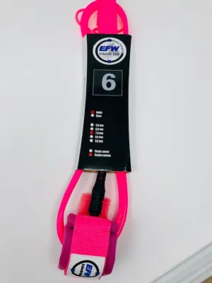 Premium Atlantis Series Surf Leash for Surfboard, Paddleboard, SUP, 6 foot Pink