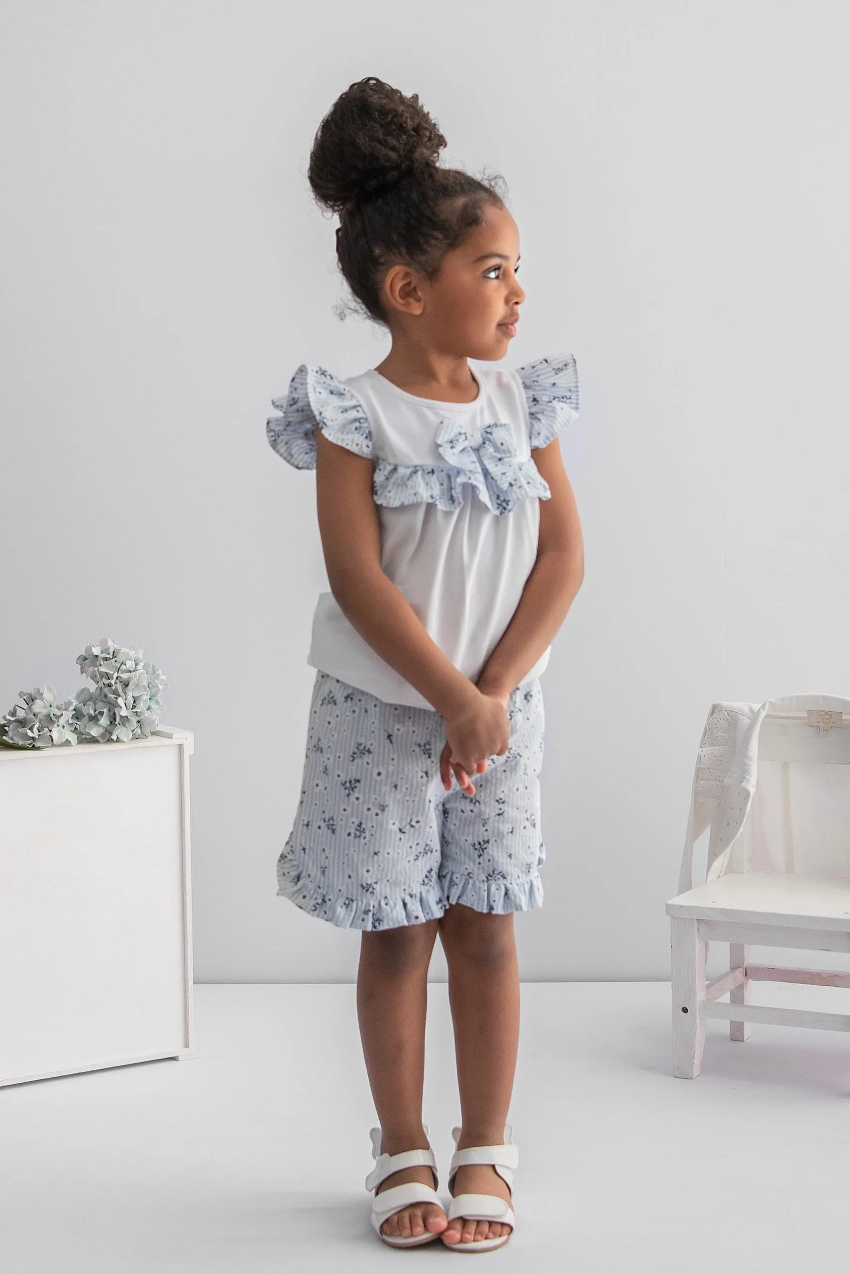 "Ava" Blue Floral Top & Shorts