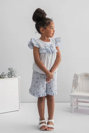 "Ava" Blue Floral Top & Shorts