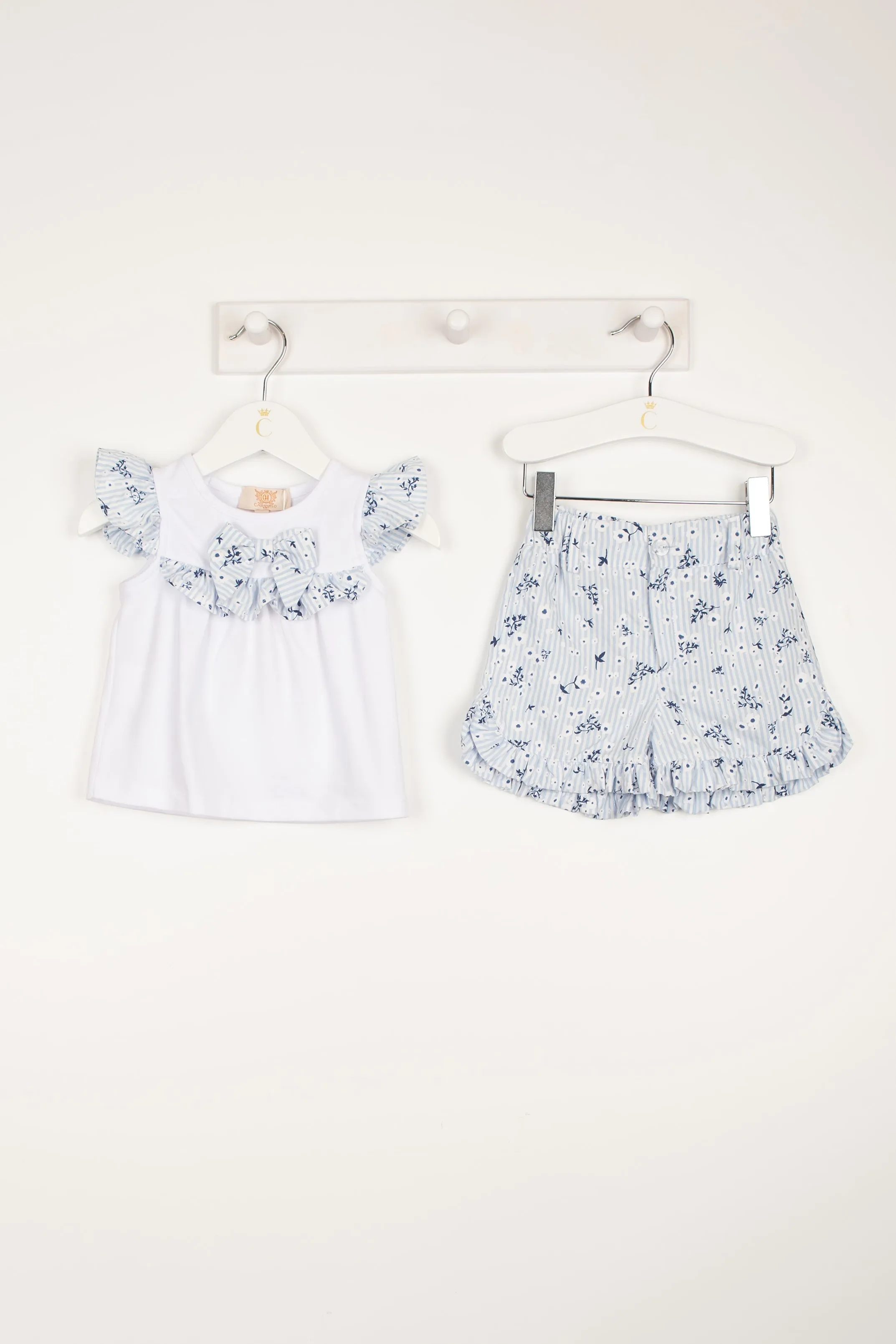 "Ava" Blue Floral Top & Shorts