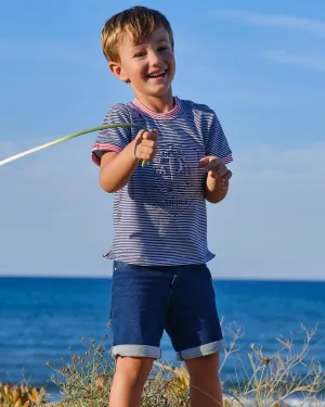 "Elliott" Navy Striped T-Shirt & Shorts