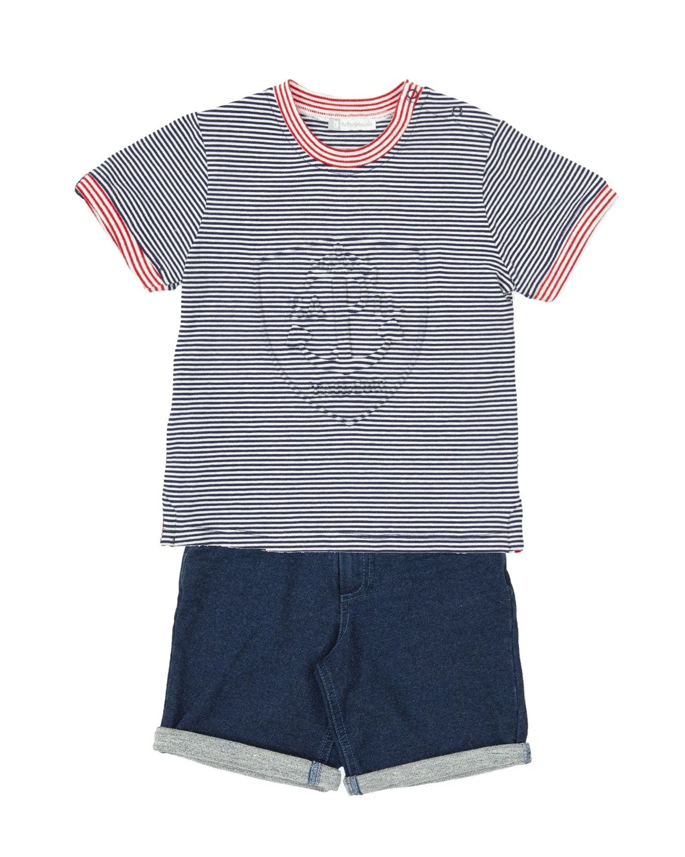 "Elliott" Navy Striped T-Shirt & Shorts