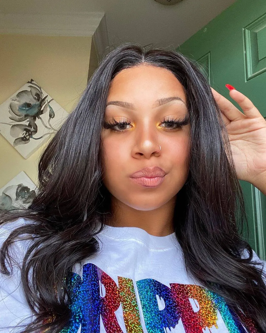 Rainbow Sparkle Drippin | White Tee (Checkered Drippin Sleeves)