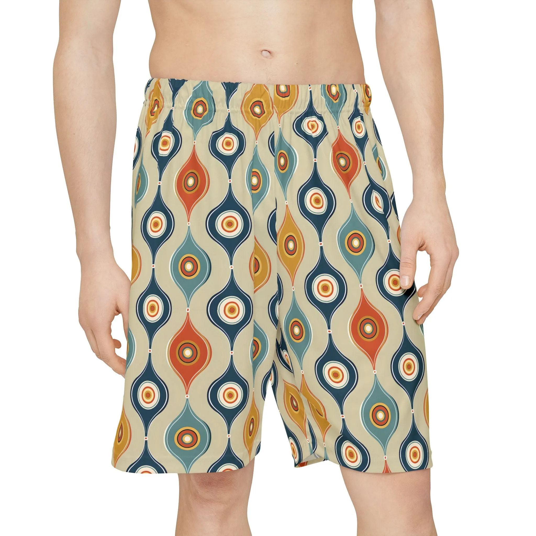 Retro Wave Pattern Men’s Shorts - Fun Activewear for Summer