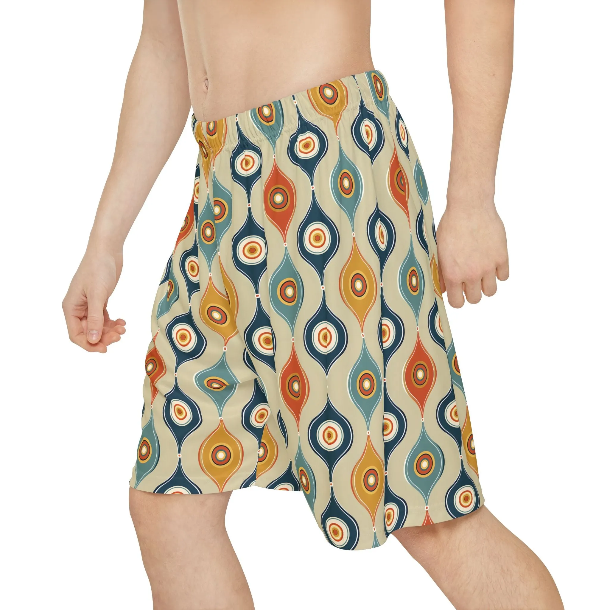 Retro Wave Pattern Men’s Shorts - Fun Activewear for Summer