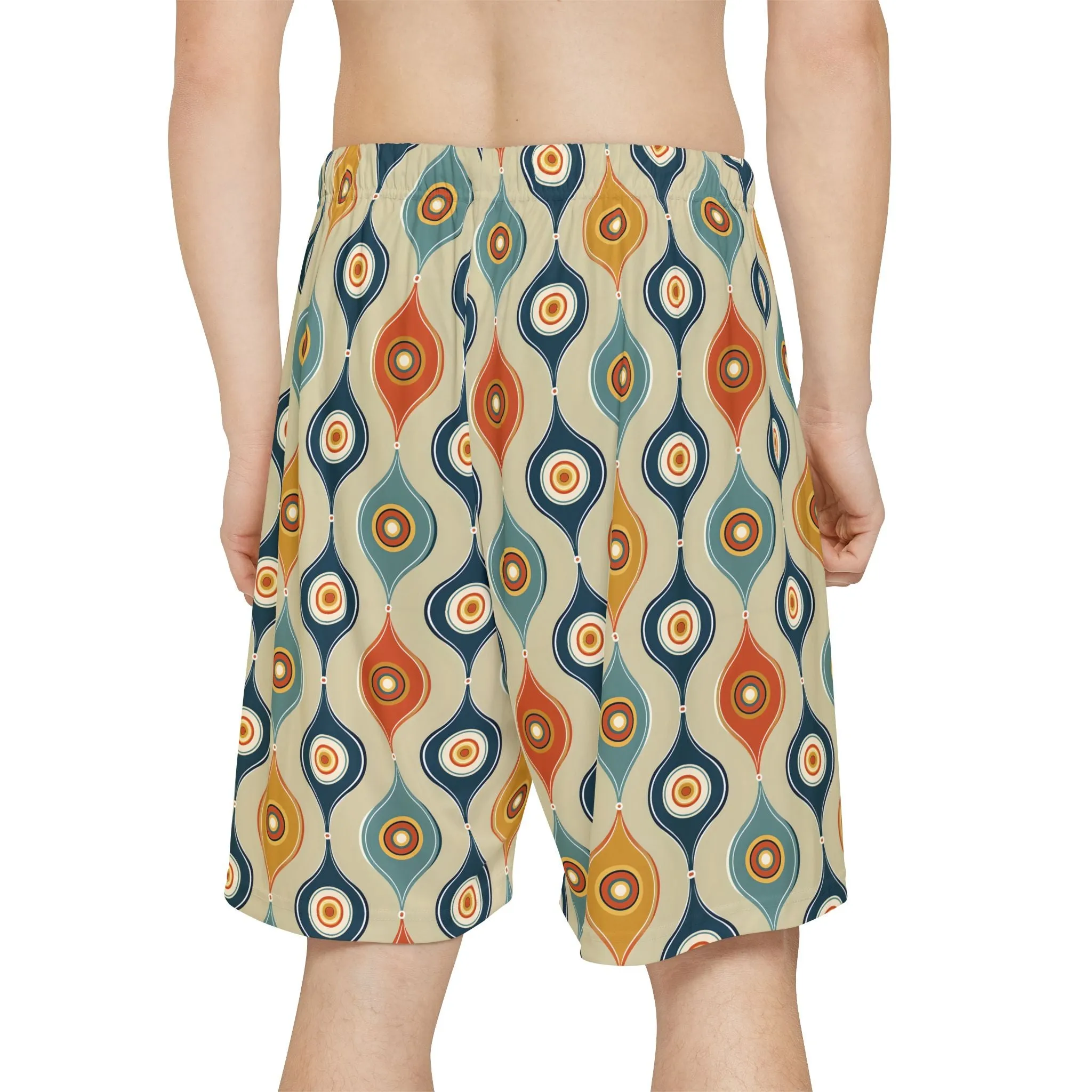 Retro Wave Pattern Men’s Shorts - Fun Activewear for Summer