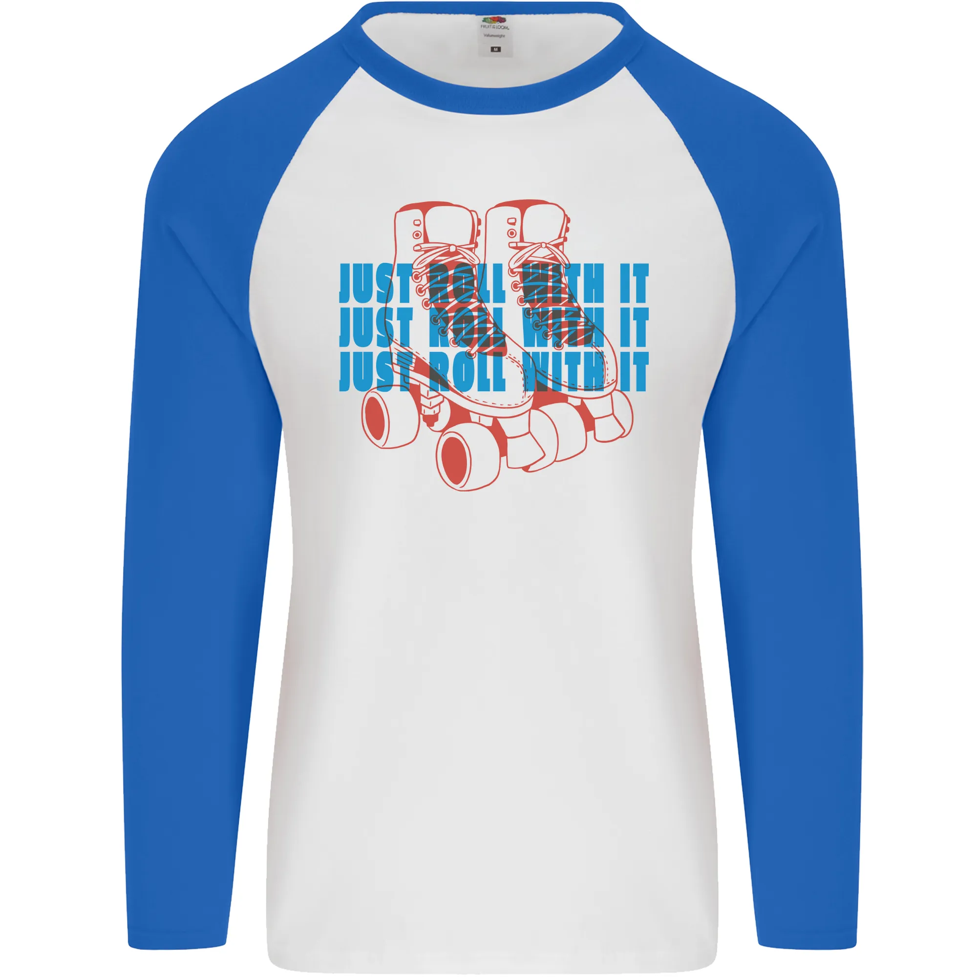 Roller Skating Just Roll With It Boots Mens L/S Baseball T-Shirt