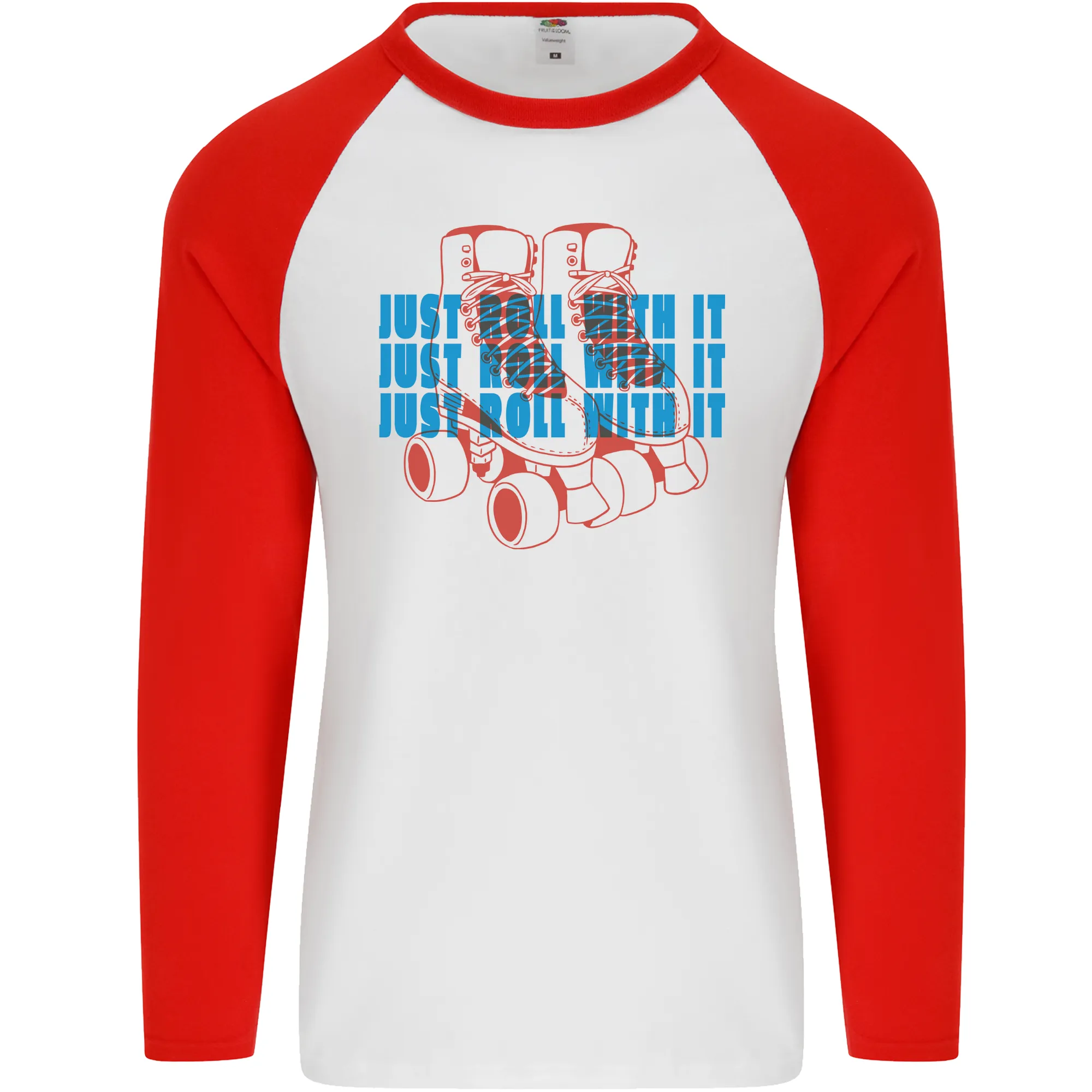 Roller Skating Just Roll With It Boots Mens L/S Baseball T-Shirt