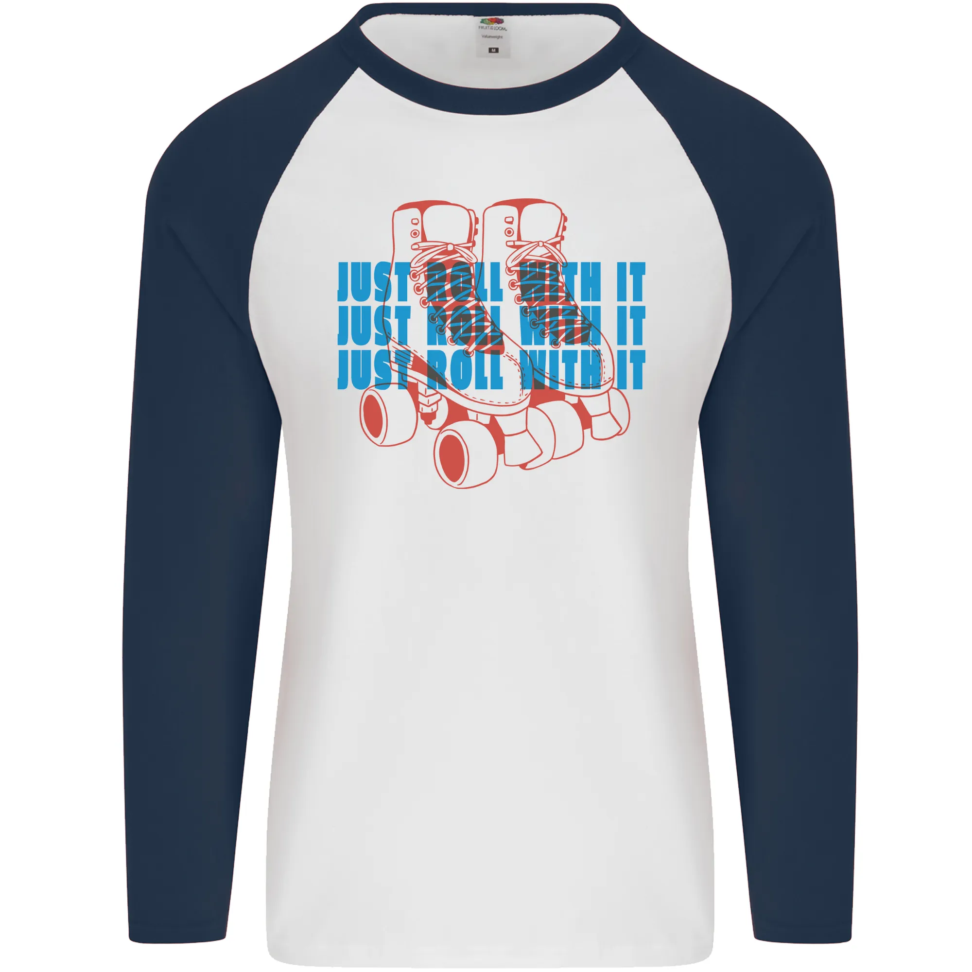 Roller Skating Just Roll With It Boots Mens L/S Baseball T-Shirt