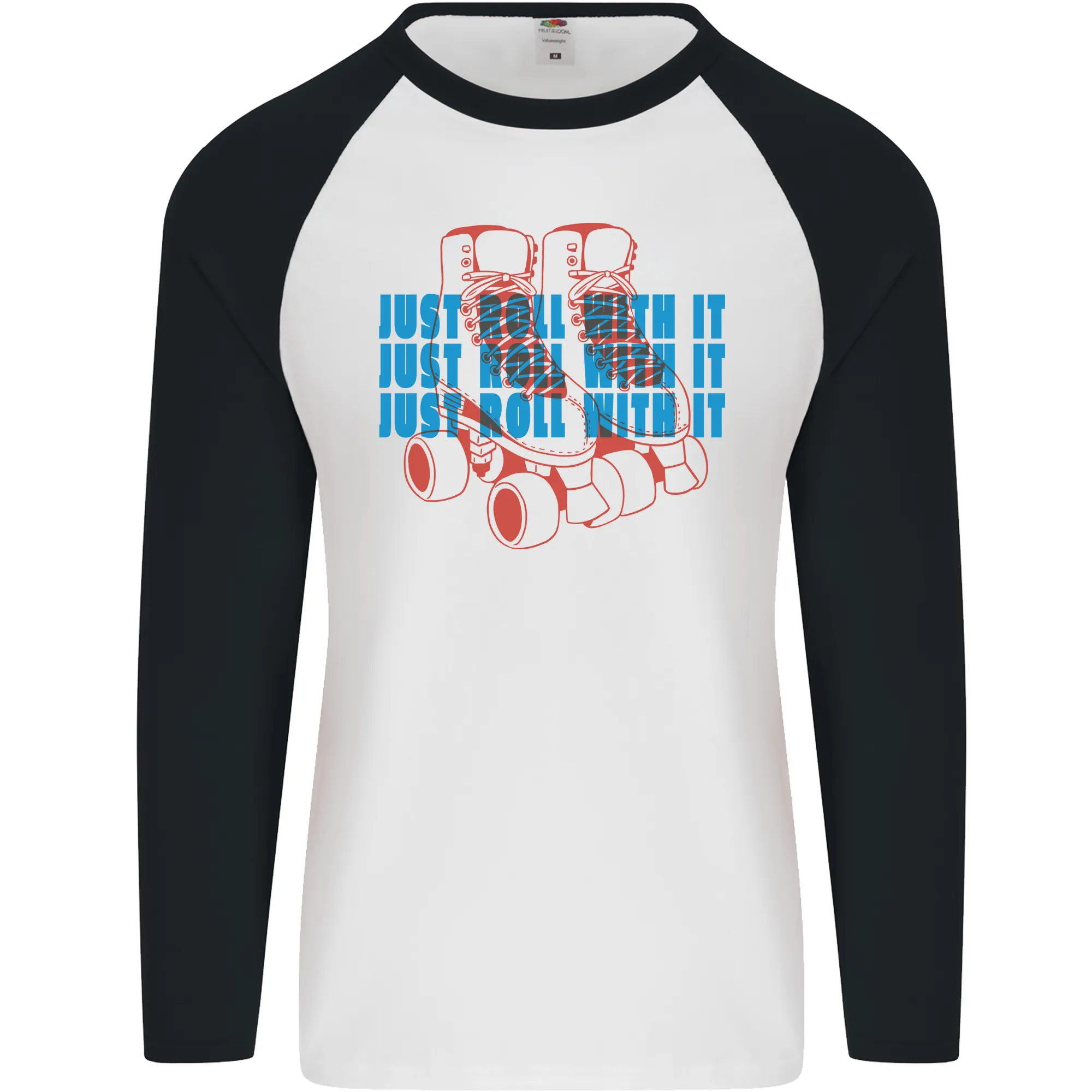 Roller Skating Just Roll With It Boots Mens L/S Baseball T-Shirt